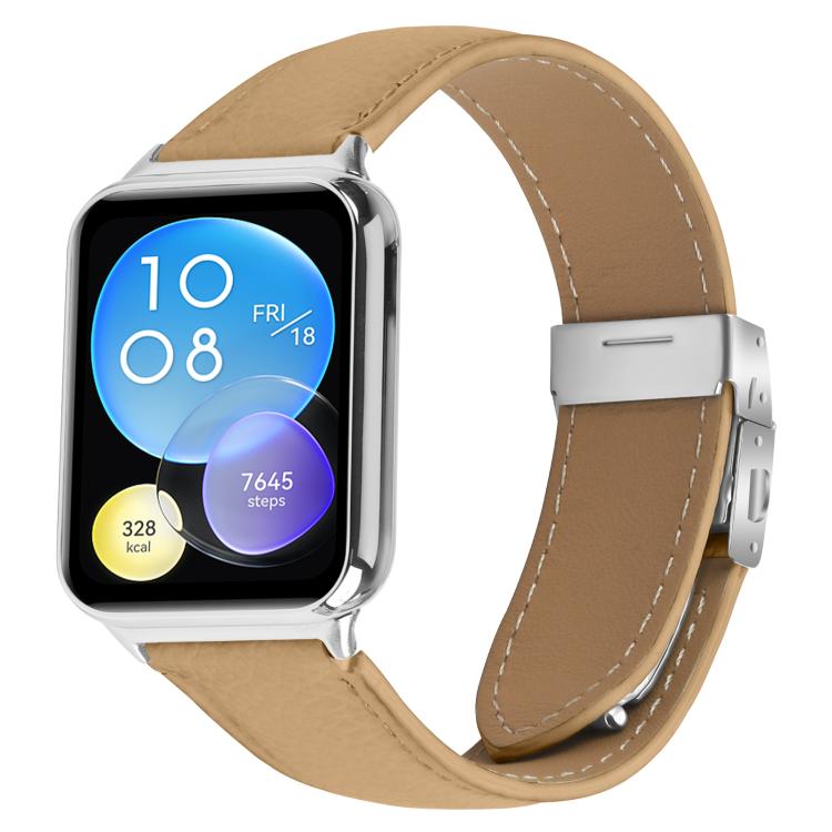 For Xiaomi Smart Bnad 9 Pro / Redmi Watch 5 Lychee Texture Silver Turtle Back Buckle Leather Watch Band(Camel) - free shipping - PMC TechLife - Order now!