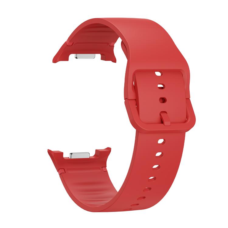 For Samsung Galaxy Watch8 40mm Speed Bezel and Solid Color Stitched Silicone Watch Band(Red Silver) - free shipping - PMC TechLife - Order now!
