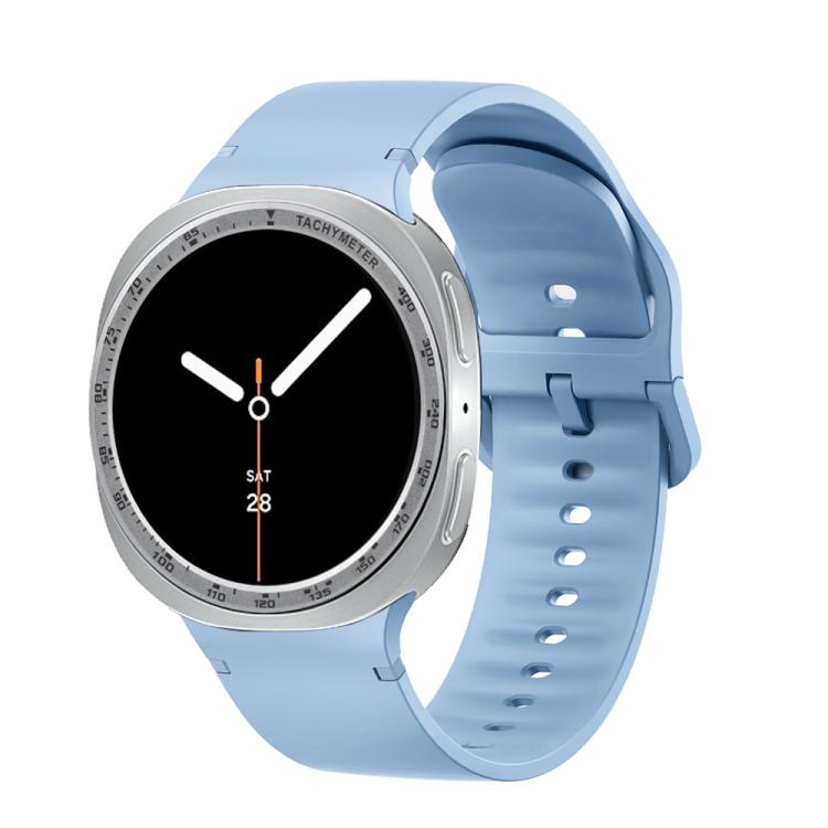 For Samsung Galaxy Watch8 40mm Speed Bezel and Solid Color Stitched Silicone Watch Band(Light Blue Silver) - free shipping - PMC TechLife - Order now!