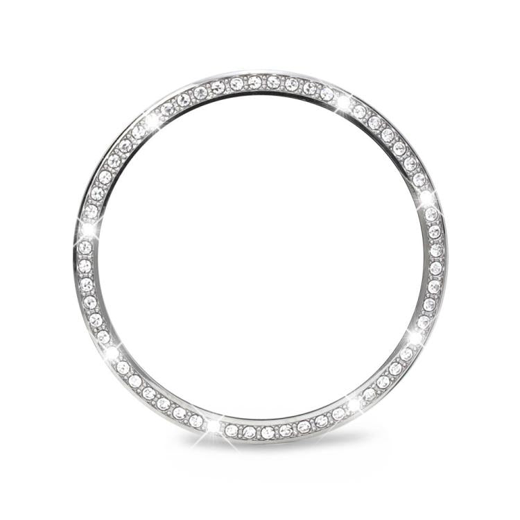 For Samsung Galaxy Watch8 44mm Diamond Bezel and Solid Color Stitched Silicone Watch Band(Red Silver) - free shipping - PMC TechLife - Order now!