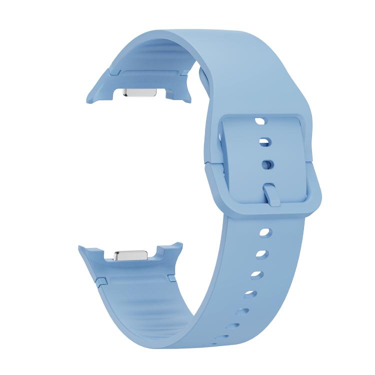 For Samsung Galaxy Watch8 40mm Diamond Bezel and Solid Color Stitched Silicone Watch Band(Light Blue Silver) - free shipping - PMC TechLife - Order now!