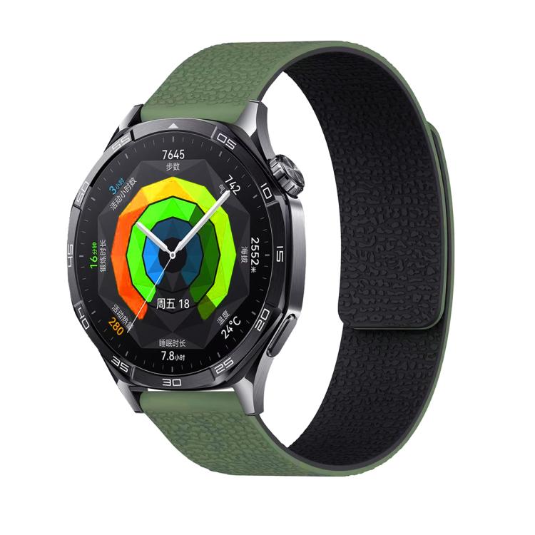 18mm Lychee Texture Soft Magnetic Silicone Watch Band(Green Black) - free shipping - PMC TechLife - Order now!