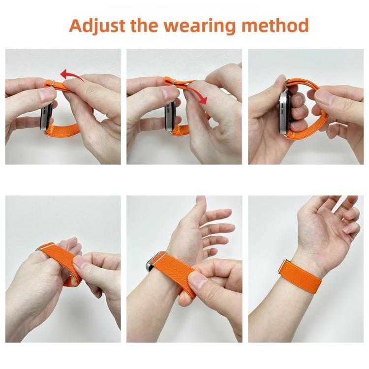 For Apple Watch 42mm / 41mm / 40mm / 38mm Adjustable Single Loop Elastic Nylon Watch Band(Orange) - free shipping - PMC TechLife - Order now!