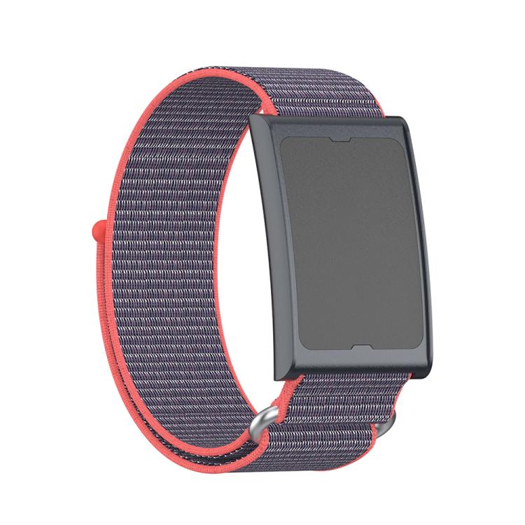 For Amazfit Helio Strap Metal Ring Two Sections Nylon Hook and Loop Fastener Watch Band(Glossy Pink) - free shipping - PMC TechLife - Order now!