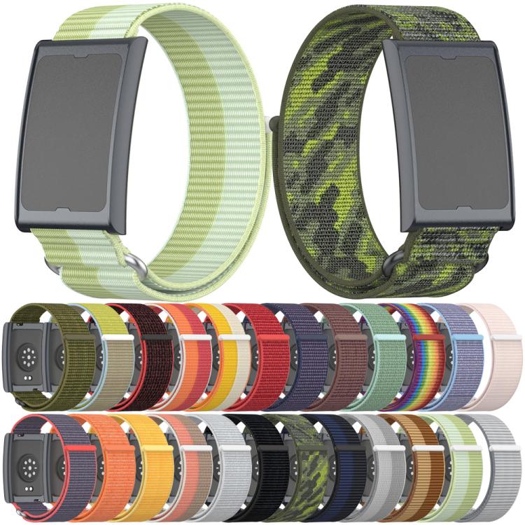 For Amazfit Helio Strap Metal Ring Two Sections Nylon Hook and Loop Fastener Watch Band(Peony) - free shipping - PMC TechLife - Order now!