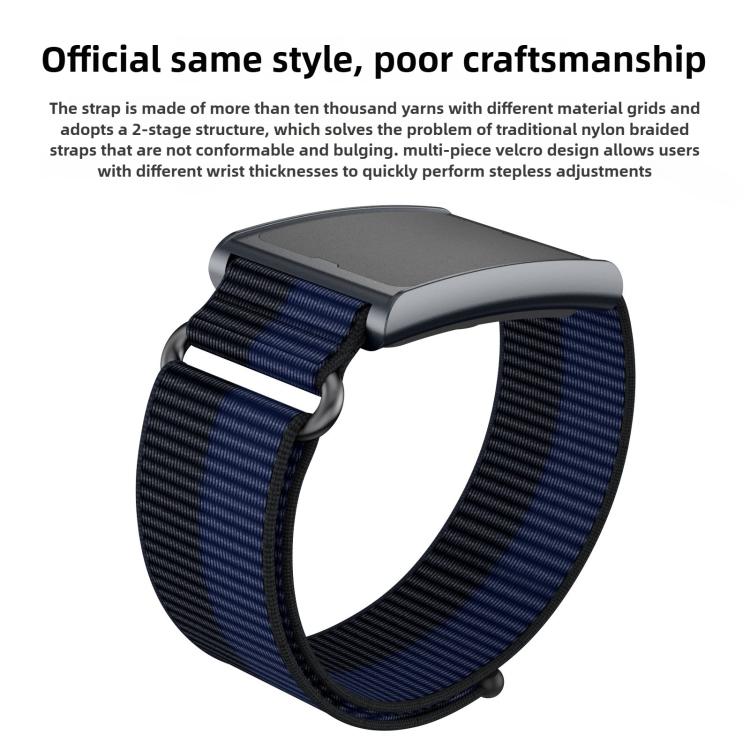 For Amazfit Helio Strap Metal Ring Two Sections Nylon Hook and Loop Fastener Watch Band(Pearl Pink) - free shipping - PMC TechLife - Order now!