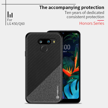 PINWUYO Hong Series Anti-fall TPU+ Chemical Fiber Cloth Protective Cover for LG K50 / Q60(Black) - LG by PINWUYO | Online Shopping South Africa | PMC Jewellery | Buy Now Pay Later Mobicred