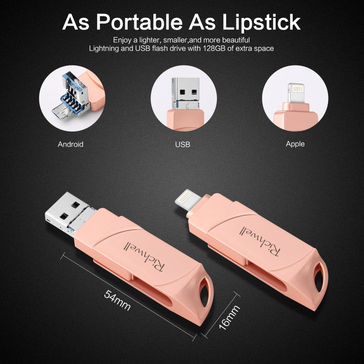 Richwell DXZ66 USB Flash Disk 16G 3 in 1 Micro USB + 8 Pin + USB 3.0 Compatible IPhone & IOS(Rose Gold) - U Disk & Card Reader by Richwell | Online Shopping South Africa | PMC Jewellery | Buy Now Pay Later Mobicred