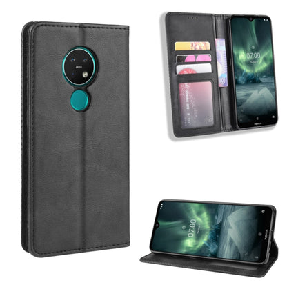 For Nokia 7.2 / Nokia 6.2 Magnetic Buckle Retro Crazy Horse Texture Horizontal Flip Leather Case , with Holder & Card Slots & Photo Frame(Black) - Nokia Cases by PMC Jewellery | Online Shopping South Africa | PMC Jewellery | Buy Now Pay Later Mobicred