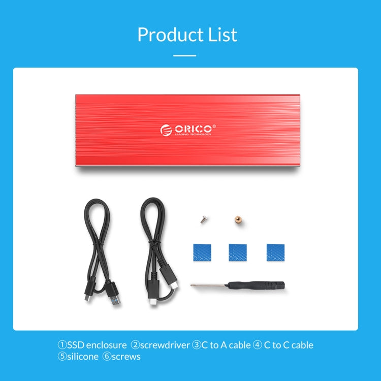 ORICO PRM2-C3 NVMe M.2 SSD Enclosure (10Gbps) Red - HDD Enclosure by ORICO | Online Shopping South Africa | PMC Jewellery | Buy Now Pay Later Mobicred