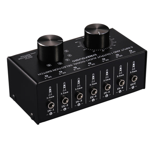 B017 6 Input 1 Output Audio Signal Selection Switcher Output Volume Adjustment Control 3.5mm Interface -  by PMC Jewellery | Online Shopping South Africa | PMC Jewellery | Buy Now Pay Later Mobicred