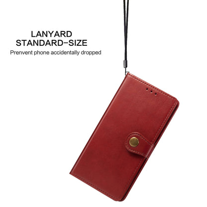 For OPPO A5 2020 / A9 2020 Retro Solid Color Leather Buckle Phone Case with Lanyard & Photo Frame & Card Slot & Wallet & Stand Function(Red) - OPPO Cases by PMC Jewellery | Online Shopping South Africa | PMC Jewellery | Buy Now Pay Later Mobicred