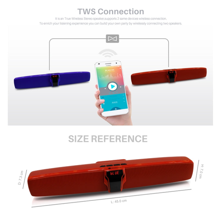 New Rixing NR7017 TWS Portable 10W Stereo Surround Soundbar Bluetooth Speaker with Microphone(Black) - Desktop Speaker by NewRixing | Online Shopping South Africa | PMC Jewellery | Buy Now Pay Later Mobicred