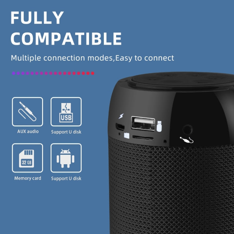 T&G TG113C Column Portable Bluetooth Mini Speaker FM Radio Waterproof Subwoofer Phone Holder Wireless Loundpeakers(Black) - Desktop Speaker by T&G | Online Shopping South Africa | PMC Jewellery | Buy Now Pay Later Mobicred