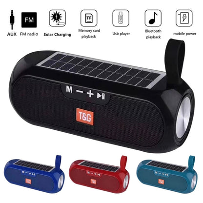 T&G TG182 Portable Column Wireless Stereo Music Box Solar Power waterproof USB AUX FM radio super bass(Blue) - Desktop Speaker by T&G | Online Shopping South Africa | PMC Jewellery | Buy Now Pay Later Mobicred