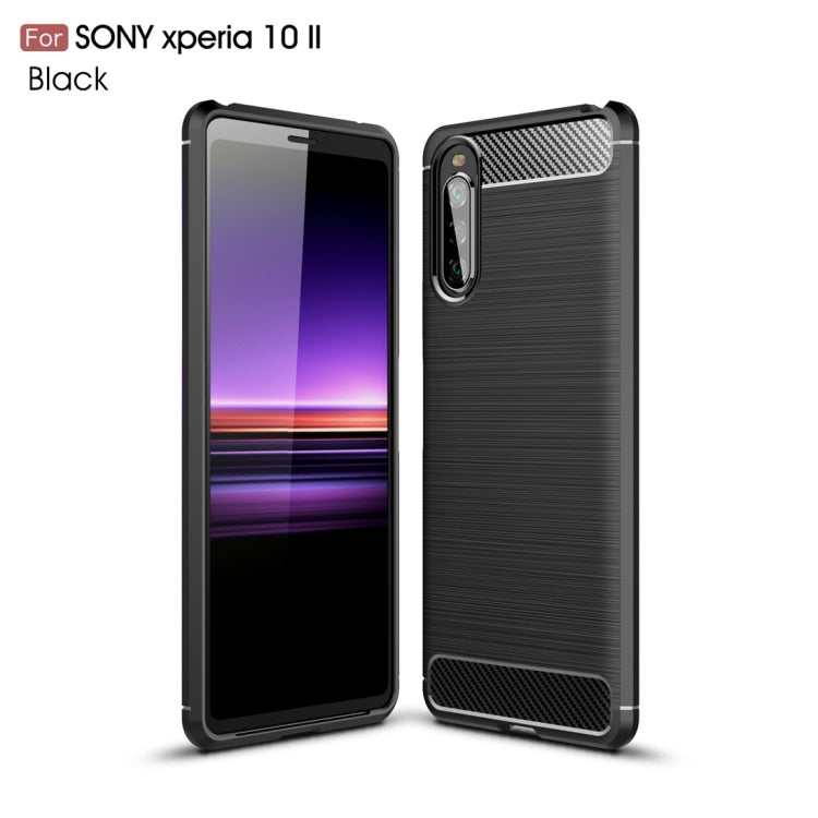 For Sony Xperia 10 II Brushed Texture Carbon Fiber TPU Case(Black) - Sony Cases by PMC TechLife | Online Shopping South Africa | PMC TechLife