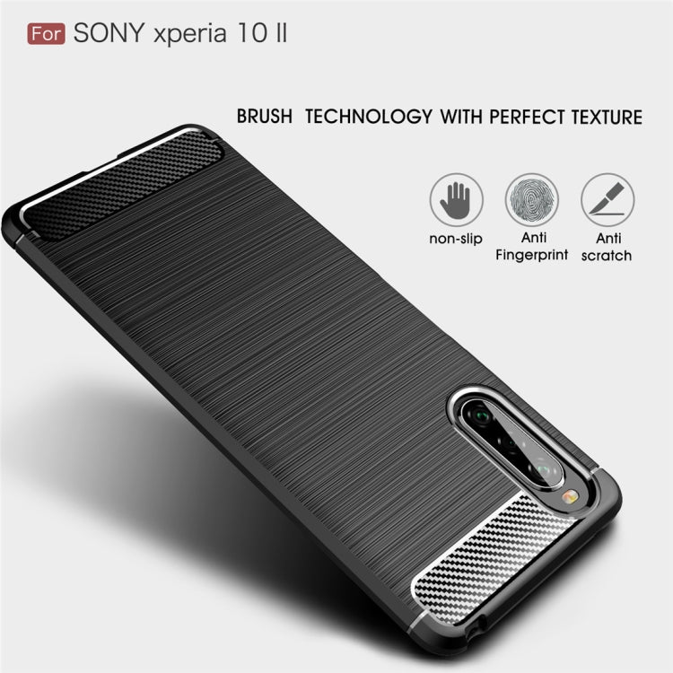 For Sony Xperia 10 II Brushed Texture Carbon Fiber TPU Case(Black) - Sony Cases by PMC TechLife | Online Shopping South Africa | PMC TechLife