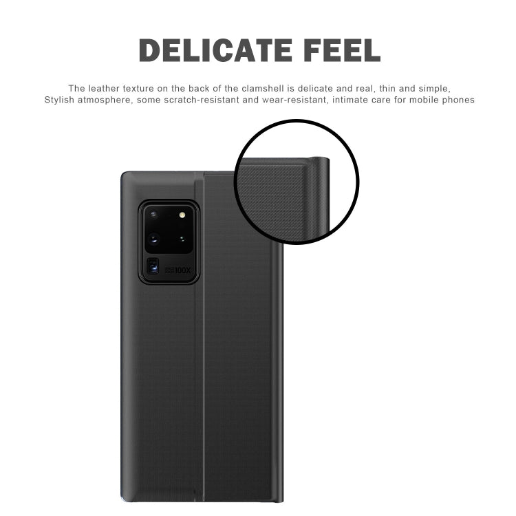 For Galaxy S20 Plus Side Display Magnetic Horizontal Flip Plain Texture Cloth + PC Case with Holder & Sleep / Wake-up Function(Black) - Galaxy Phone Cases by PMC TechLife | Online Shopping South Africa | PMC TechLife