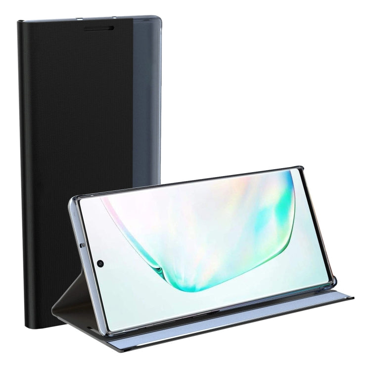 For Galaxy S20 Plus Side Display Magnetic Horizontal Flip Plain Texture Cloth + PC Case with Holder & Sleep / Wake-up Function(Black) - Galaxy Phone Cases by PMC TechLife | Online Shopping South Africa | PMC TechLife