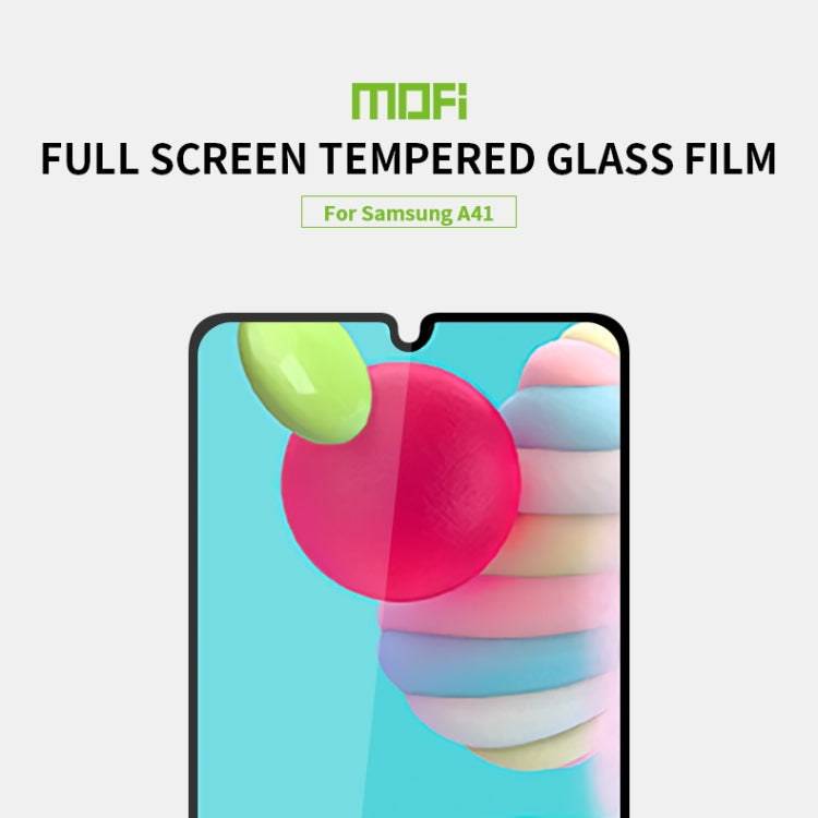 For Galaxy A41 MOFI 9H 2.5D Full Screen Tempered Glass Film(Black) - Galaxy Tempered Glass by MOFI | Online Shopping South Africa | PMC TechLife | Buy Now Pay Later Mobicred