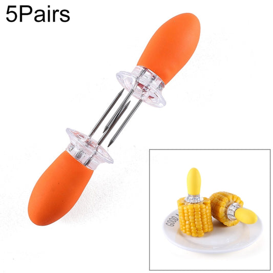 5 Pairs Outdoor BBQ Stainless Steel Corn Fork Fruit Fork Corn Device(Orange) - Gadgets by PMC Jewellery | Online Shopping South Africa | PMC Jewellery | Buy Now Pay Later Mobicred