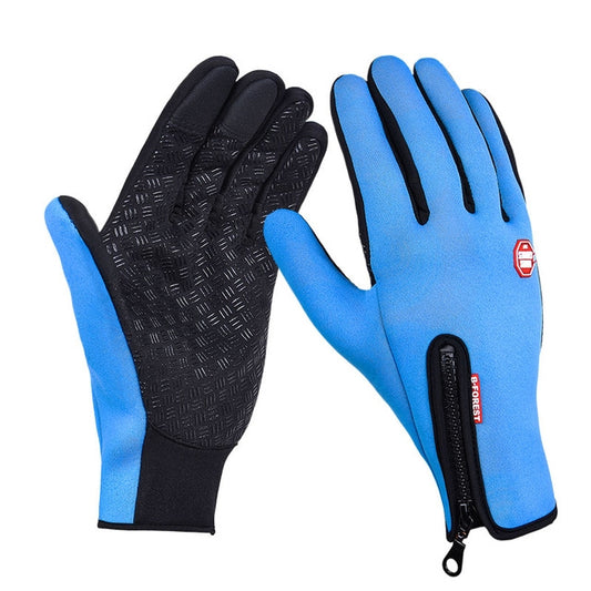 Outdoor Sports Hiking Winter Leather Soft Warm Bike Gloves For Men Women, Size:S (Blue) - Full Finger Gloves by qepae | Online Shopping South Africa | PMC Jewellery | Buy Now Pay Later Mobicred