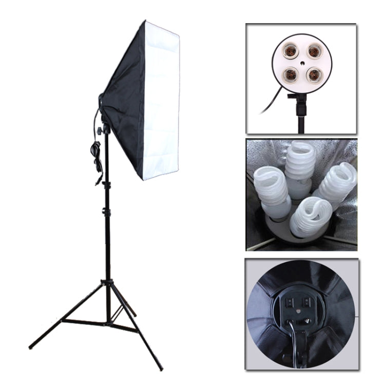 Photo Studio Softbox Kit (Four Socket Lamp Holder + 50 X 70cm Flash Lighting Softbox +2m Light Stand), EU Plug - free shipping - PMC TechLife - Order now!