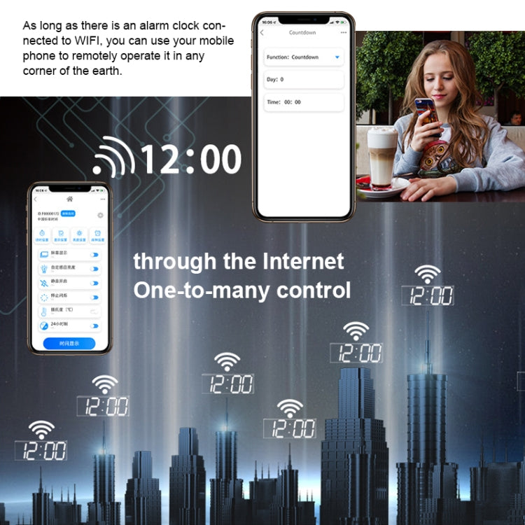 Creative LED Digital Wall Clock Multi-function WIFI Clock, Style:6 Bit Sealed Box WIFI(Ice Blue) - Wall Clock by PMc TechLife | Online Shopping South Africa | PMc TechLife | Buy Now Pay Later Mobicred