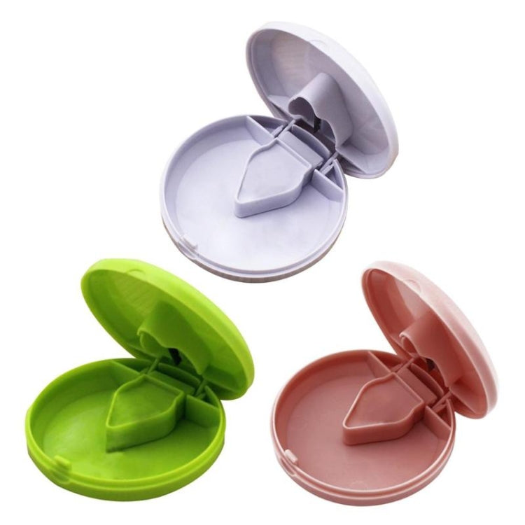Round Medicine Cutter Stainless Steel Blade Plastic Medicine Dispensing Box(White) - free shipping - PMC TechLife - Order now!