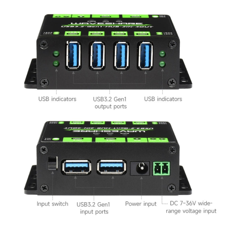 Waveshare 23929 USB HUB, Extending 4 X USB 3.2 Ports, Switchable Dual Hosts, Multi Protections - USB 3.0 HUB by Waveshare | Online Shopping South Africa | PMC Jewellery | Buy Now Pay Later Mobicred