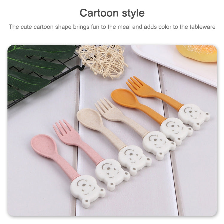 Wheat Straw Bear Cartoon Cutlery Set(Beige) - Tableware by PMC Jewellery | Online Shopping South Africa | PMC Jewellery