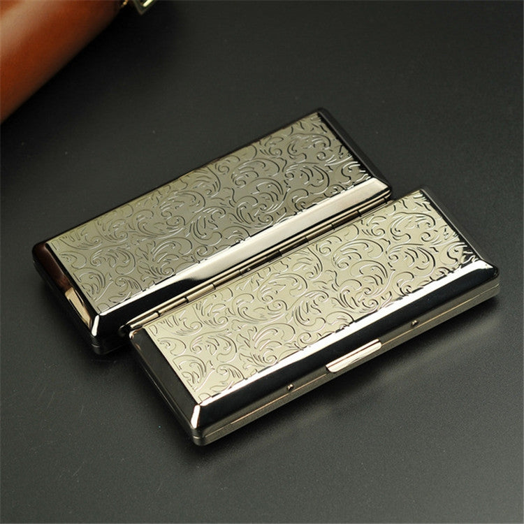 Fine Cigarette Case Double-sided 14 Sticks Portable Metal Extension Cigarette Case(Silver) - Cigarette Box & Ashtrays by PMC Jewellery | Online Shopping South Africa | PMC Jewellery