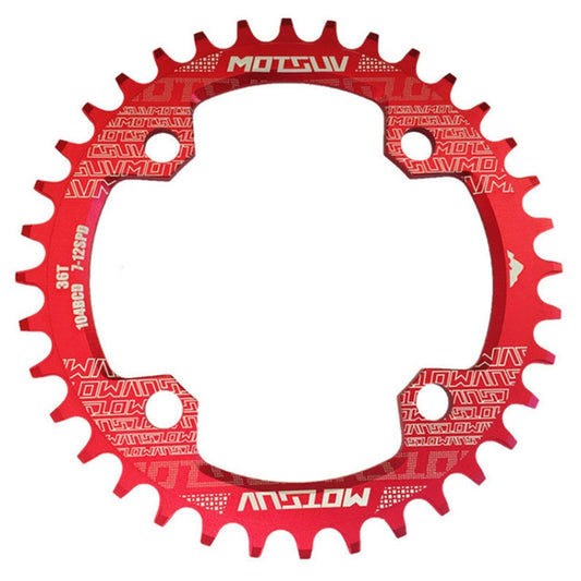 MOTSUV Narrow Wide Chainring MTB  Bicycle 104BCD Tooth Plate Parts(Red) - Bicycle Brake Parts by MOTSUV | Online Shopping South Africa | PMC Jewellery | Buy Now Pay Later Mobicred