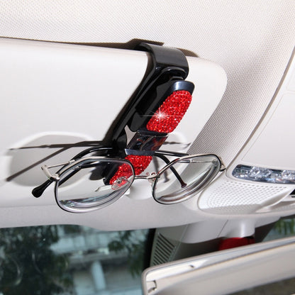 Diamond Mounted Rotating Car Glasses Clip Card Paper Holder Clips(Red) - Sunglasses & Glasses Clips by Dabond | Online Shopping South Africa | PMC Jewellery | Buy Now Pay Later Mobicred