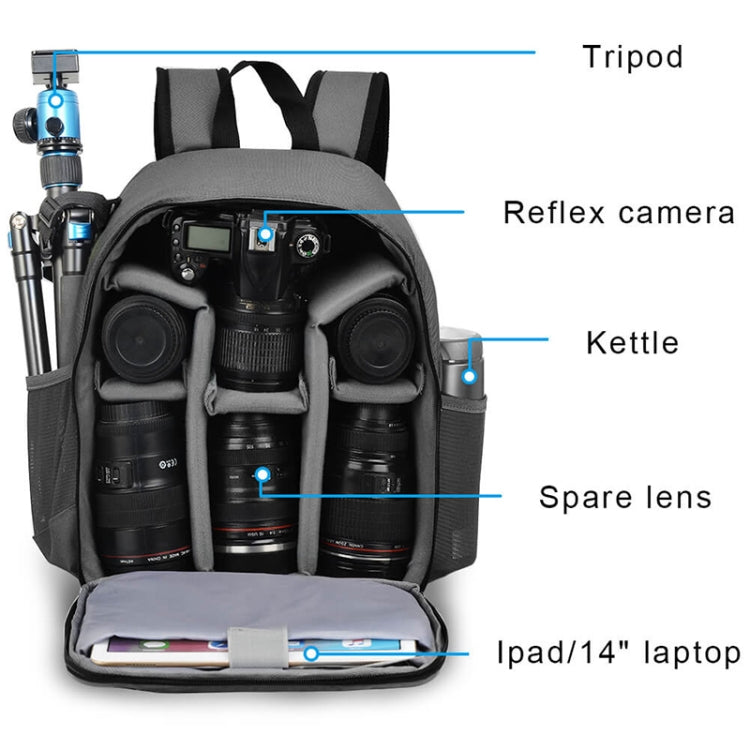 CADeN Shoulder Digital Camera Bag Outdoor Nylon Photography Backpack(Grey Small Bag) - free shipping - PMC TechLife - Order now!