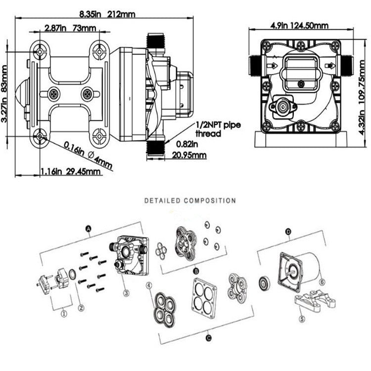 Newmao Reciprocating Diaphragm Pump DC Small Water Pump, EU Plug(DC 12V) - Pumps by PMc TechLife | Online Shopping South Africa | PMc TechLife | Buy Now Pay Later Mobicred