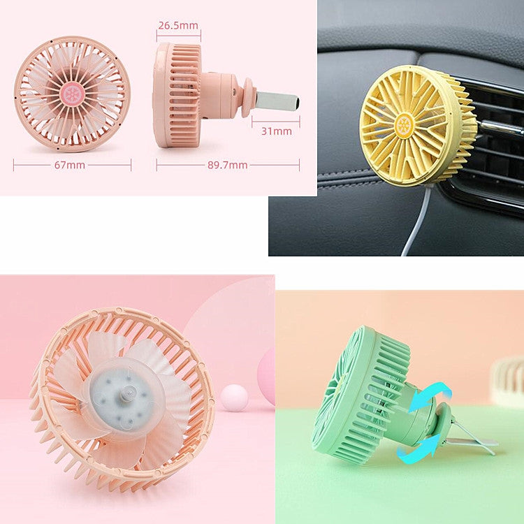 Car Vent Fan Multi-function USB Interface Mini LED Lamp Car Fan(Black) - Heating & Fans by PMC TechLife | Online Shopping South Africa | PMC TechLife