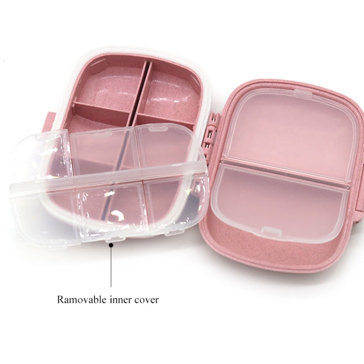 3 PCS 8-Grid Double-layer Portable Mini Straw Pill Storage Box(Wheat Green) - free shipping - PMC TechLife - Order now!