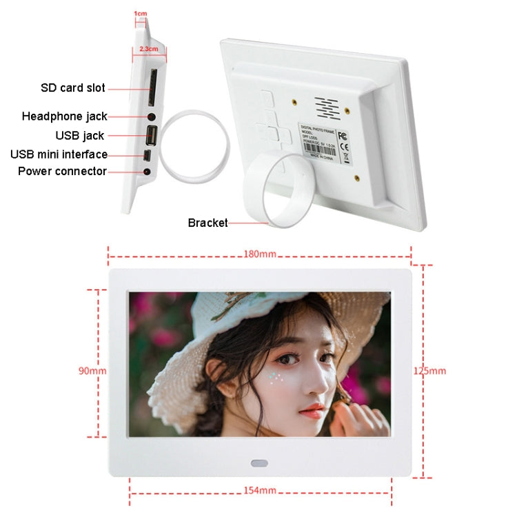 DPF-706 7 inch Digital Photo Frame LED Wall Mounted Advertising Machine, Plug:AU Plug(White) - 1.5-7.0 inch by PMC Jewellery | Online Shopping South Africa | PMC Jewellery | Buy Now Pay Later Mobicred