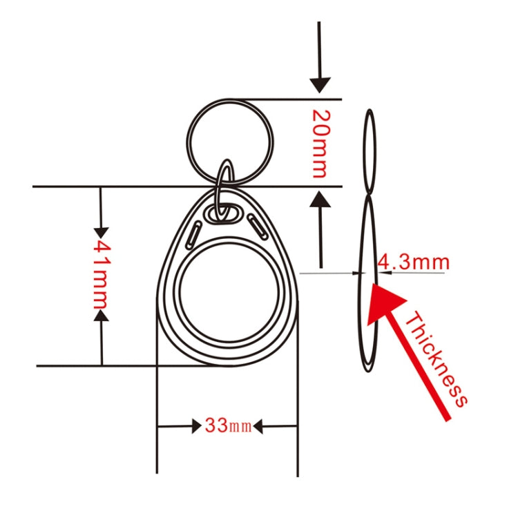 10PCS IC Access Control Card Entree Control M1 Compatibel Fudan Rfid 13.56Mhz Keyfob Sleutelhanger Tag Sleutelhanger(Red) - Access Card by PMC Jewellery | Online Shopping South Africa | PMC Jewellery | Buy Now Pay Later Mobicred