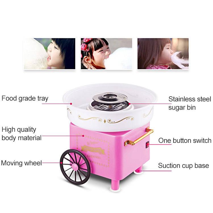 Retro Trolley Mini Cotton Candy Machine, Specification:U.S. Regulations 110 V(Pink) - free shipping - PMC TechLife - Order now!
