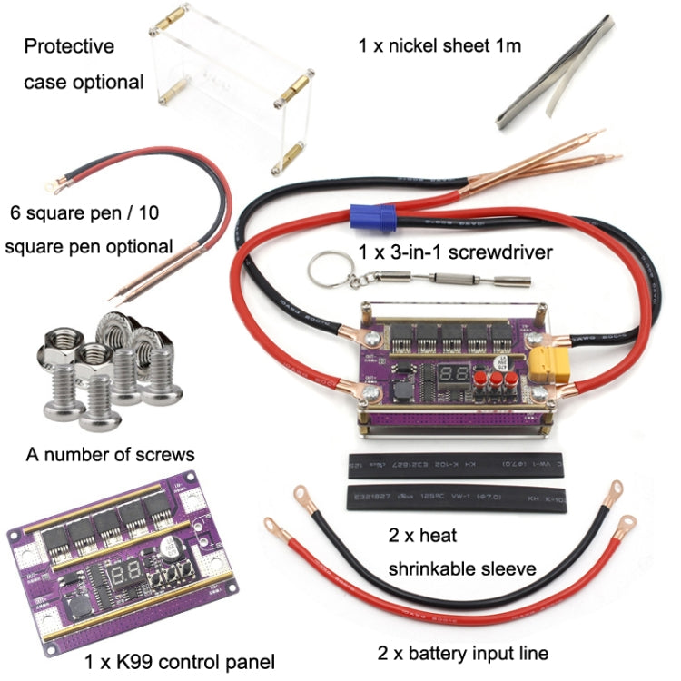 Compatible Version 12V Digital Display DIY Battery Spot Welding Machine Pen Control, Style:10 Square Pen With Case - Others by PMC TechLife | Online Shopping South Africa | PMC TechLife | Buy Now Pay Later Mobicred