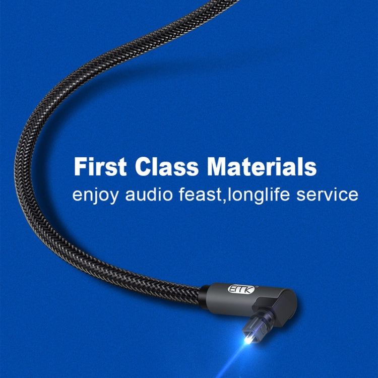 EMK 90 Degree Swivel Adjustable Right Angled 360 Degrees Rotatable Plug Nylon Woven Mesh Optical Audio Cable, Cable Length:8m(Black) - free shipping - PMC Jewellery - Order now!