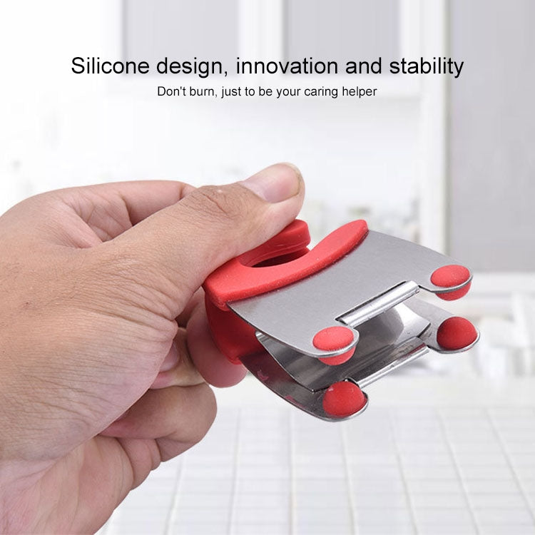 Stainless Steel Plastic Pan Edge Clamp Anti-Scald Rubber Bracket Kitchen Gadgets(Red) - Food Clips & Clips by PMC Jewellery | Online Shopping South Africa | PMC Jewellery | Buy Now Pay Later Mobicred