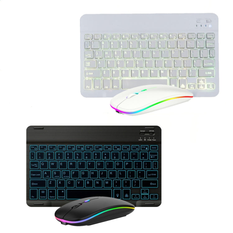 10 Inch RGB Colorful Backlit Bluetooth Keyboard And Mouse Set For Mobile Phone / Tablet(White) - Wireless Keyboard by PMC Jewellery | Online Shopping South Africa | PMC Jewellery | Buy Now Pay Later Mobicred