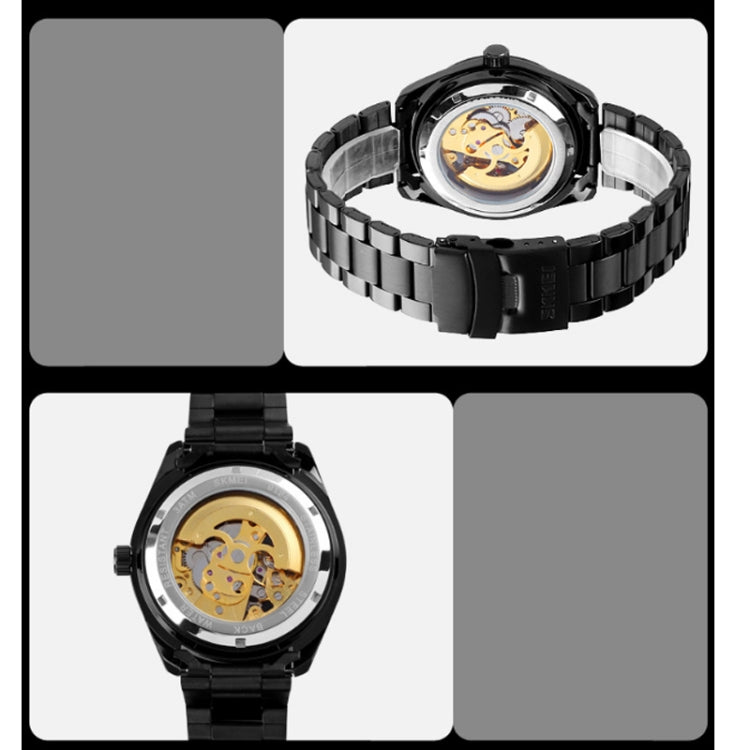 SKMEI 9194 Men Automatic Skeleton Mechanical Steel Band Watch (Silver) - free shipping - PMC TechLife - Order now!