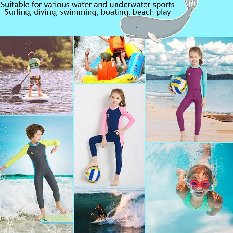 DIVE&SAIL Children Diving Suit Outdoor Long-sleeved One-piece Swimsuit Sunscreen Swimwear, Size: M(Boys Dark Gray) - Boy Clothing by DIVE&SAIL | Online Shopping South Africa | PMC Jewellery