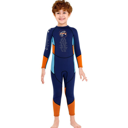 DIVE & SAIL M150501K Children Warm Swimsuit 2.5mm One-piece Wetsuit Long-sleeved Cold-proof Snorkeling Surfing Anti-jellyfish Suit, Size: XL(Navy) - Boy Clothing by DIVE & SAIL | Online Shopping South Africa | PMC Jewellery