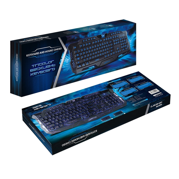 HXSJ J60 Crack Three-color Backlit Keyboard And Colorful Backlit Mouse Set(English Keyboard + Cracked Mouse) - Wired Keyboard by HXSJ | Online Shopping South Africa | PMC Jewellery | Buy Now Pay Later Mobicred