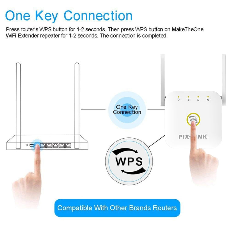 PIX-LINK WR22 300Mbps Wifi Wireless Signal Amplification Enhancement Extender, Plug Type:EU Plug(Black) - Wireless Routers by PIX-LINK | Online Shopping South Africa | PMC Jewellery | Buy Now Pay Later Mobicred